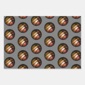 Metallische Black Orange Basketball Ball Sports Geschenkpapier Set (Vorderseite 2)
