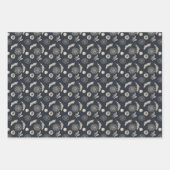 Metallische Blätter und Schneeflocken auf Rot, Bla (Vorderseite 3)