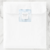 Metallische blaue Folienstreifen mit elegantem Mon Quadratischer Aufkleber (Tasche)