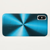 Metallische blaue Imitate aus rostfreiem Stahl Case-Mate iPhone Hülle (Rückseite (Horizontal))