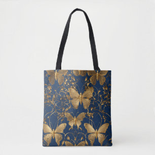 Metallische blaue Schmetterlinge mit Goldweinen Tasche