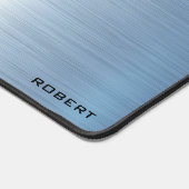 Metallische blaue Textur minimalistisch, monogramm Schreibtischunterlage (Ecke)