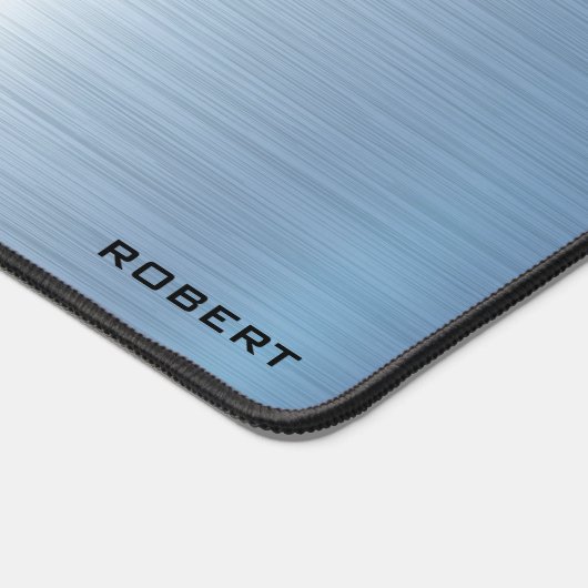 Metallische blaue Textur minimalistisch, monogramm Schreibtischunterlage (Ecke)