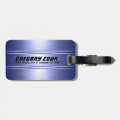 Metallische blaue Töne Streifen Muster 2 Gepäckanhänger (Rückseite horizontal)