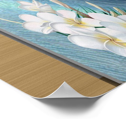 Metallische blaugrüne Seide- Gold Peacocks Feather Poster (Ecke)