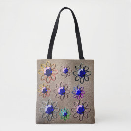 Metallische Blume auf Glitzer Tasche