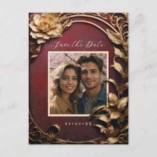 Metallische Blume Foto Save the Date Postkarte