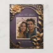 Metallische Blume Foto Save the Date Postkarte (Vorderseite)