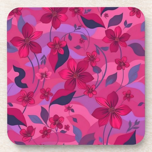 Metallische Blumen Kunststoff Untersetzer Set (Vorderseite)