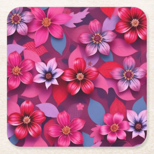 Metallische Blumen Papierbrei-Untersetzer-Set  Rechteckiger Pappuntersetzer