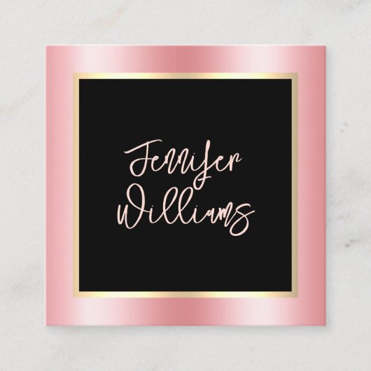 Metallische Blush Gold Makeup Artist Moderne Quadratische Visitenkarte (Vorderseite)