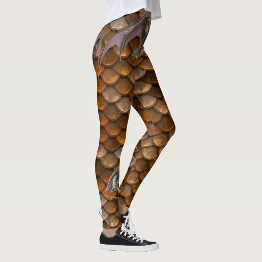 Metallische Bronze-Drachenskala Leggings (Rechts)