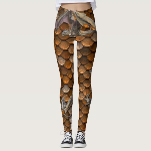 Metallische Bronze-Drachenskala Leggings (Vorderseite)