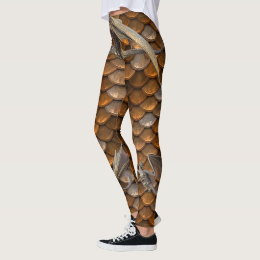 Metallische Bronze-Drachenskala Leggings (Links)