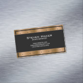 Metallische Bronze mit Rivets | Schwarze Grenze Magnetische Visitenkarte (Beispiel)