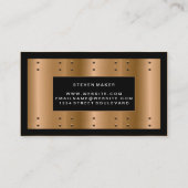Metallische Bronze mit Rivets | Schwarze Grenze Visitenkarte (Rückseite)
