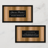 Metallische Bronze mit Rivets | Schwarze Grenze Visitenkarte (Vorne/Hinten)