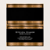 Metallische Bronze mit Rivets | Schwarze Grenze Visitenkarten (Außenseite Aufgefaltet)
