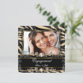 Metallische Bronze-Zebra-Foto der Einsatzpartei Einladung (Stehend Vorderseite)