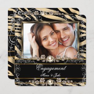 Metallische Bronze-Zebra-Foto der Einsatzpartei Einladung