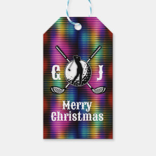 Metallische bunte Golf-Monogramm-Design-Geschenkan Geschenkanhänger