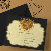 Metallische Butterfly Gold Herz Gold und Schwarz RSVP Karte