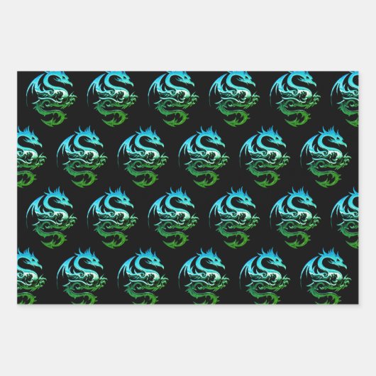 Metallische Drachensammlung Geschenkpapier Set (Vorderseite 3)