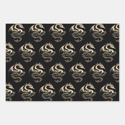 Metallische Drachensammlung Geschenkpapier Set (Vorderseite 2)