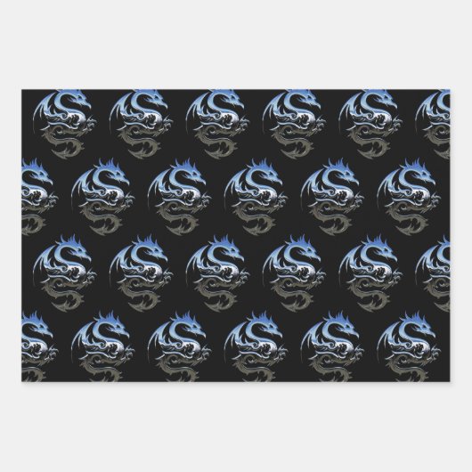 Metallische Drachensammlung Geschenkpapier Set (Vorderseite)