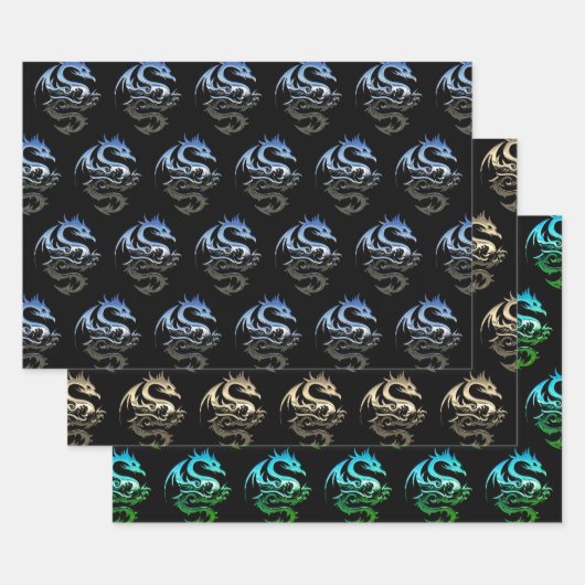 Metallische Drachensammlung Geschenkpapier Set (Set)