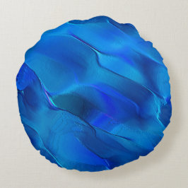 Metallische Dünen in lebhaften blauen Farbtönen Rundes Kissen