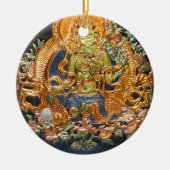 METALLISCHE EINLEGEARBEIT BUDDHISTISCHES KERAMIK ORNAMENT (Vorne)