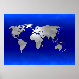 Metallische Erdkarte Poster