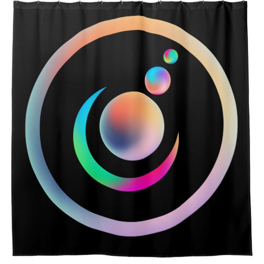 Metallische farbenfrohe Planeten und Regenbogen Duschvorhang (Vorderseite)