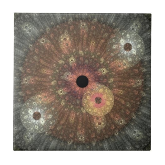 Metallische Flammen-Fraktal-Fliese Fliese (Vorderseite)