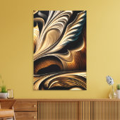 Metallische Flüssigkeit Golden Luxus Leinwanddruck (Insitu (Wohnzimmer))