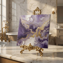 Metallische Flüssigkunst Lila & Gold Marmor Achat Fliese