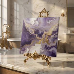 Metallische Flüssigkunst Lila & Gold Marmor Achat Fliese