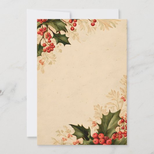 Metallische Foliage rechte Grenze auf Elfenbein |  Einladung (Vorderseite)