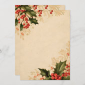 Metallische Foliage rechte Grenze auf Elfenbein | Einladung (Vorne/Hinten)