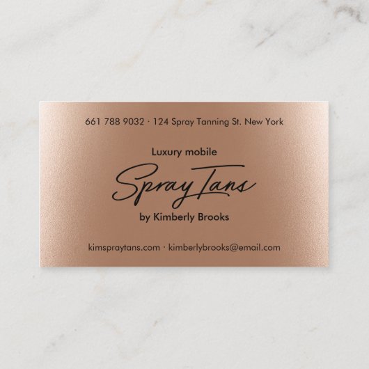 Metallische Folie Bronze Gold Spray tans moderne S Visitenkarte (Rückseite)