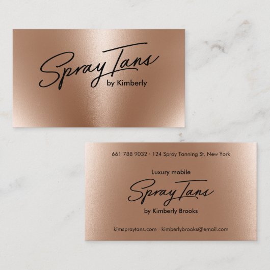 Metallische Folie Bronze Gold Spray tans moderne S Visitenkarte (Vorne/Hinten)