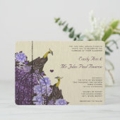 Metallische Gabelpflanze Senard Vintag Peacock Bir Einladung (Stehend Vorderseite)