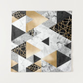 Metallische Geometrie: Gold-Silber-Marmor Wandteppich (Vorderseite (Horizontal))