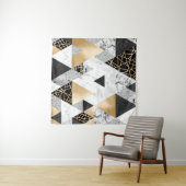 Metallische Geometrie: Gold-Silber-Marmor Wandteppich (Beispiel (Horizontal))