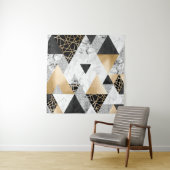 Metallische Geometrie: Gold-Silber-Marmor Wandteppich (Beispiel)