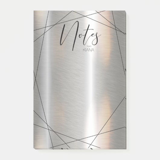 Metallische geometrische Hinweise Silber/Schwarz-I Post-it Klebezettel (Vorderseite)