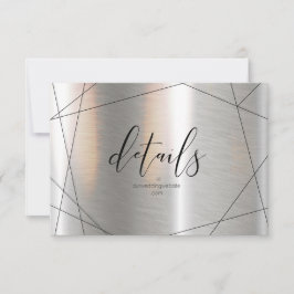 Metallische geometrische Hochzeitdetails Silver ID RSVP Karte
