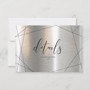Metallische geometrische Hochzeitsdetails Silber I RSVP Karte