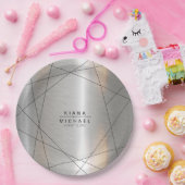 Metallische Geometrische Hochzeitsilber/Schwarz-ID Pappteller (Party)